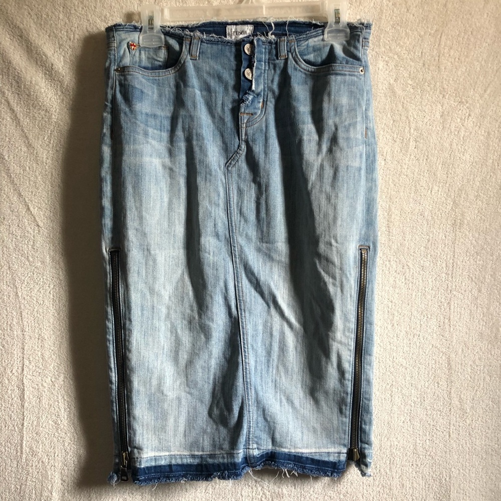 Hudson jeans denim pencil skirt frayed